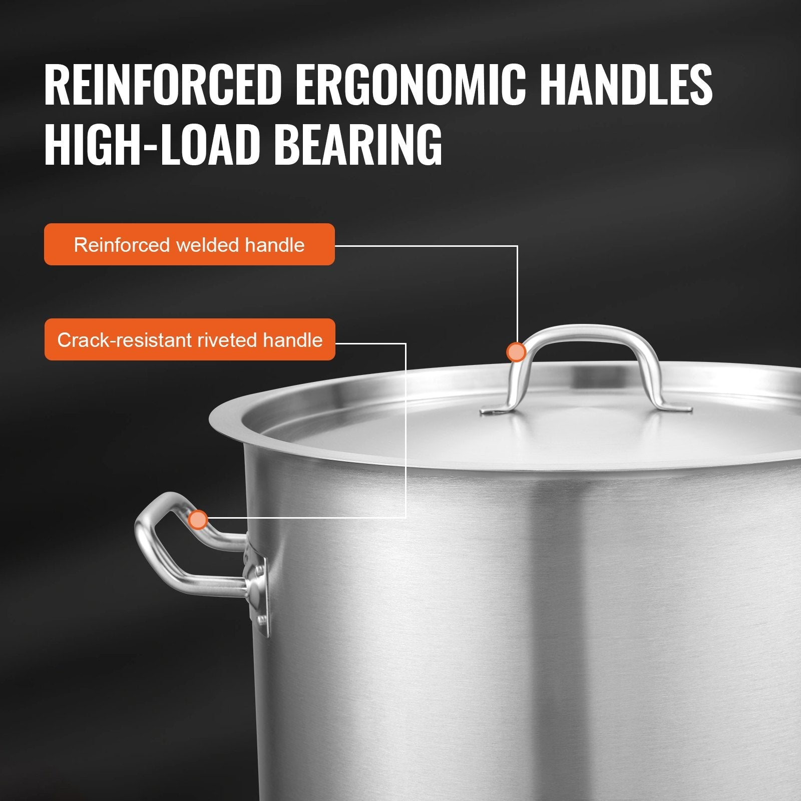 Stainless Steel Stockpot, 42 Quart Large Cooking Pots, Multipurpose Cookware Sauce Pot with Lid & Handle, Heavy Duty Commercial Grade Stock Pot, Sanding Treatment, for Large Groups Events Silver - Appliances > Kitchen Appliances > Food Warmers & Chafing Dishes - Rivercity House & Home Co. (ABN 18 642 972 209) - Affordable Modern Furniture Australia