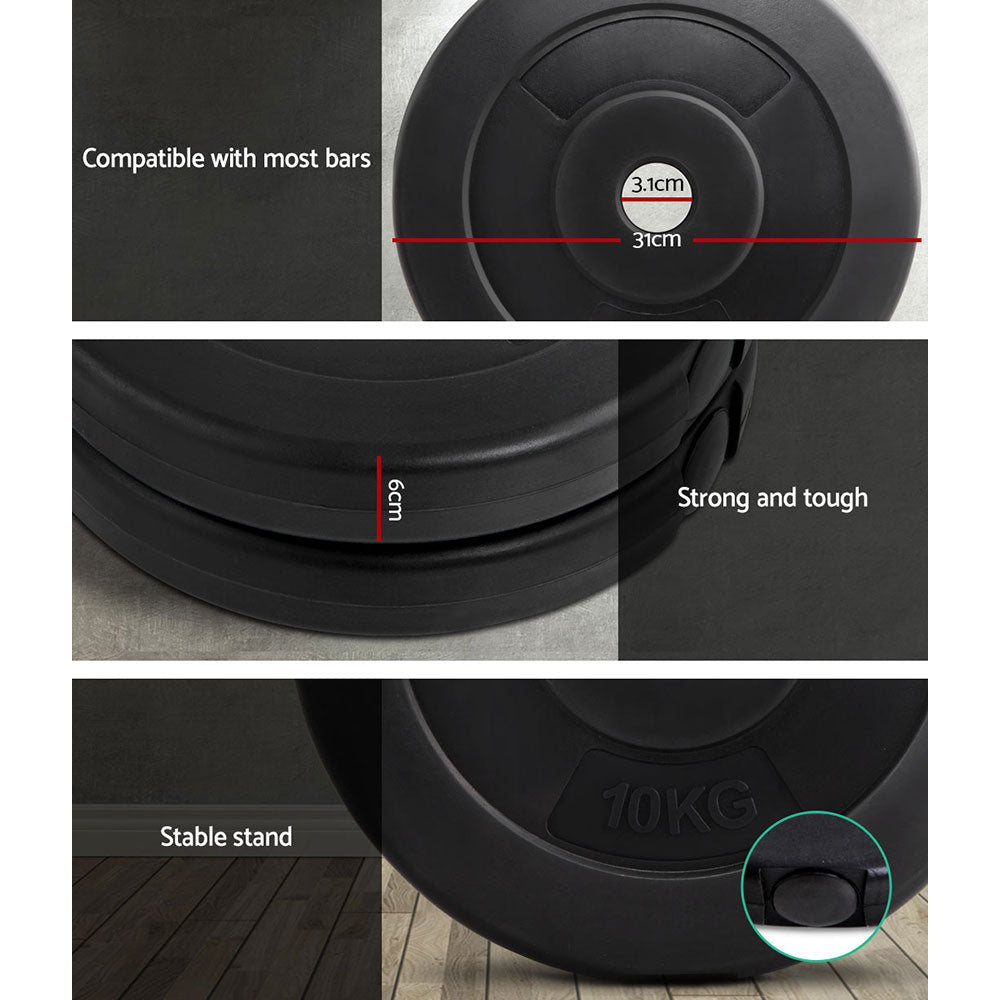 Standard 2x 10kg Weight Plates for Barbell Lifting - Black - Sports & Fitness > Exercise, Gym & Fitness > Free Weights - Rivercity House & Home Co. (ABN 18 642 972 209) - Affordable Modern Furniture Australia