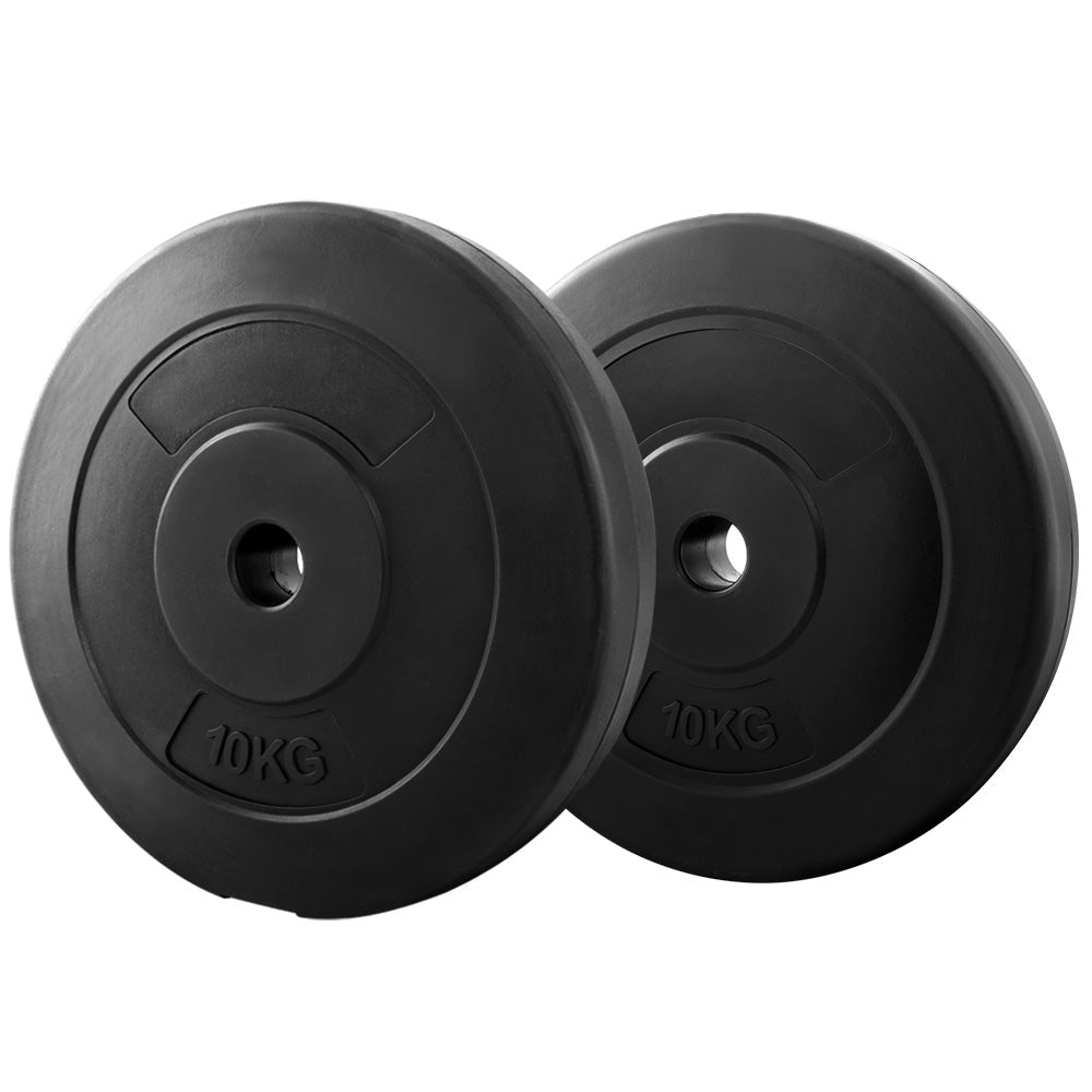 Standard 2x 10kg Weight Plates for Barbell Lifting - Black - Sports & Fitness > Exercise, Gym & Fitness > Free Weights - Rivercity House & Home Co. (ABN 18 642 972 209) - Affordable Modern Furniture Australia