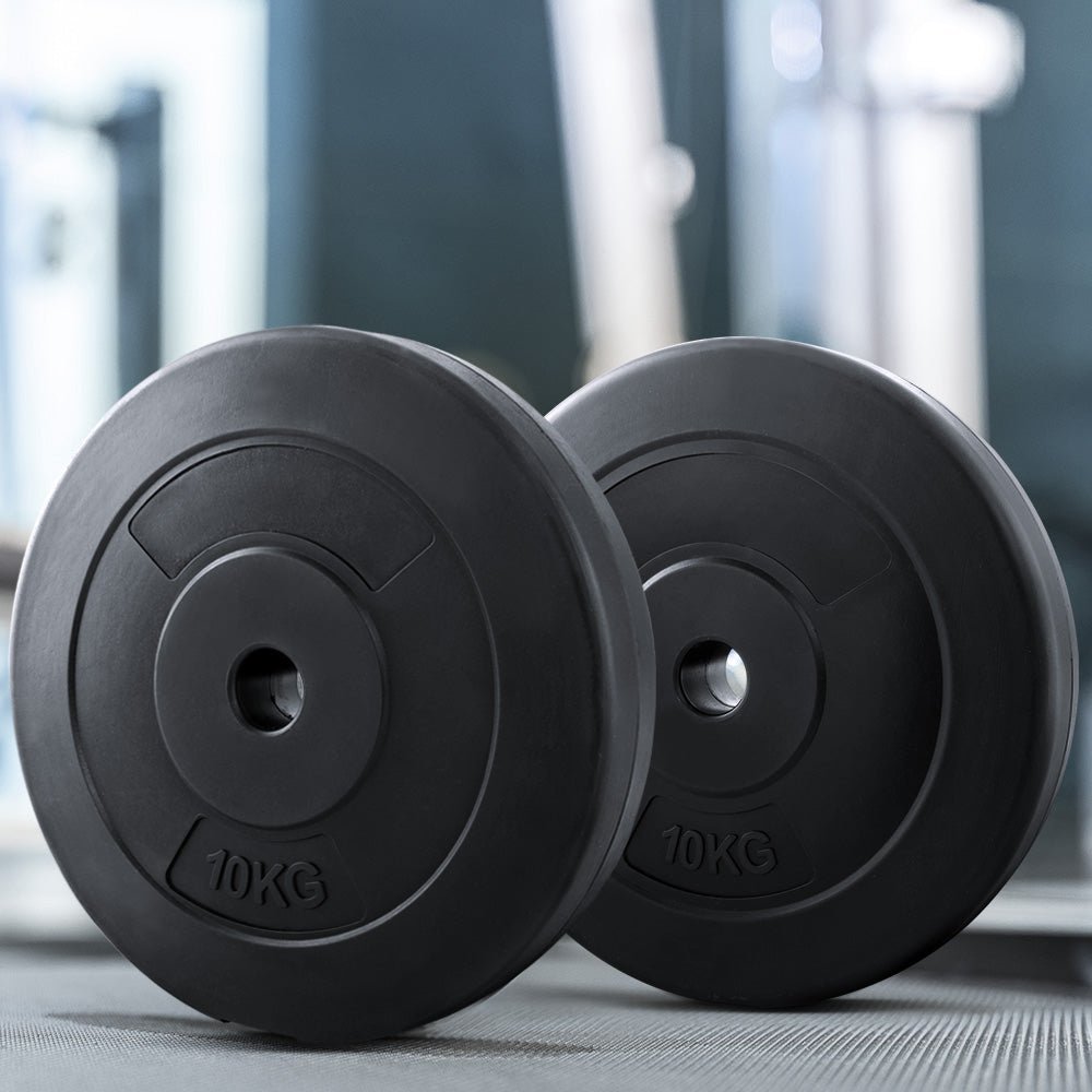Standard 2x 10kg Weight Plates for Barbell Lifting - Black - Sports & Fitness > Exercise, Gym & Fitness > Free Weights - Rivercity House & Home Co. (ABN 18 642 972 209) - Affordable Modern Furniture Australia