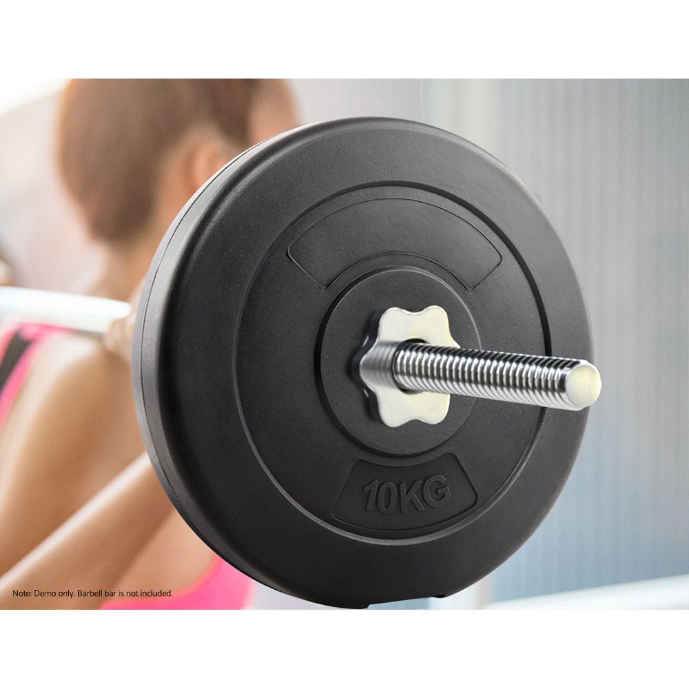 Standard 2x 10kg Weight Plates for Barbell Lifting - Black - Sports & Fitness > Exercise, Gym & Fitness > Free Weights - Rivercity House & Home Co. (ABN 18 642 972 209) - Affordable Modern Furniture Australia