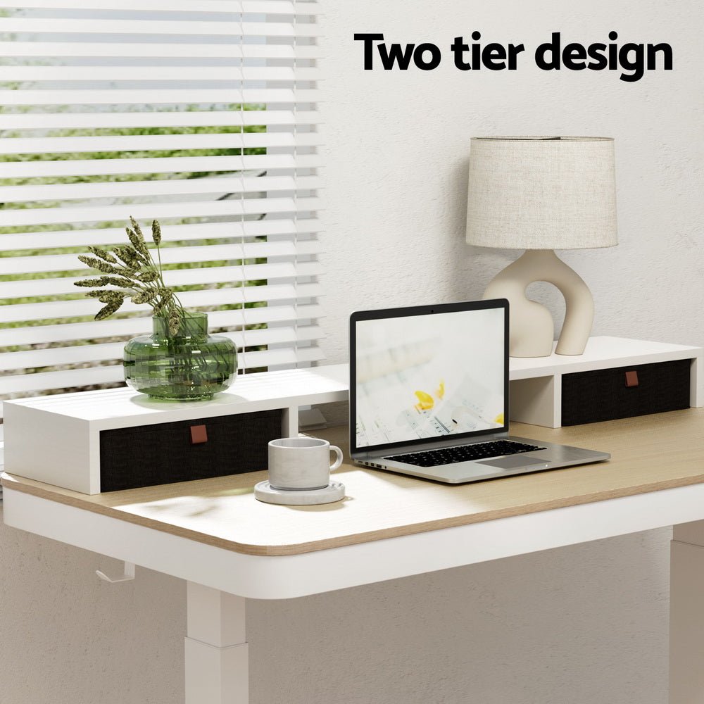 Standing Desk Desktop Storage Rack Shelf Removable Bookshelf Drawer 120cm - Furniture > Office > Desks - Rivercity House & Home Co. (ABN 18 642 972 209) - Affordable Modern Furniture Australia