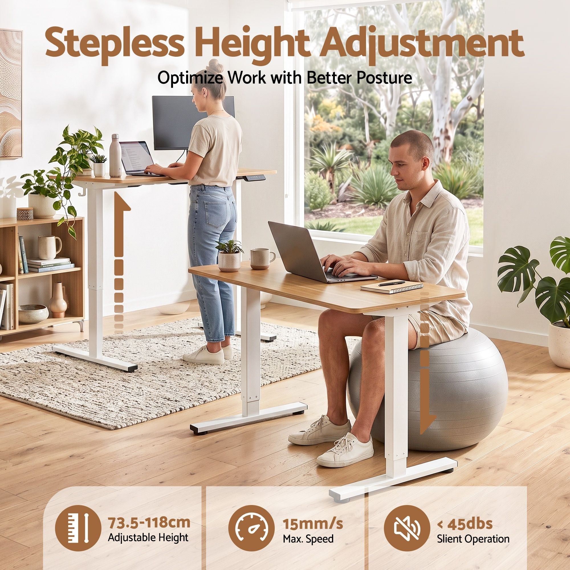 Standing Desk Electric Adjustable Ergonomic Office Table 100cm Oak - Furniture > Office > Desks - Rivercity House & Home Co. (ABN 18 642 972 209) - Affordable Modern Furniture Australia