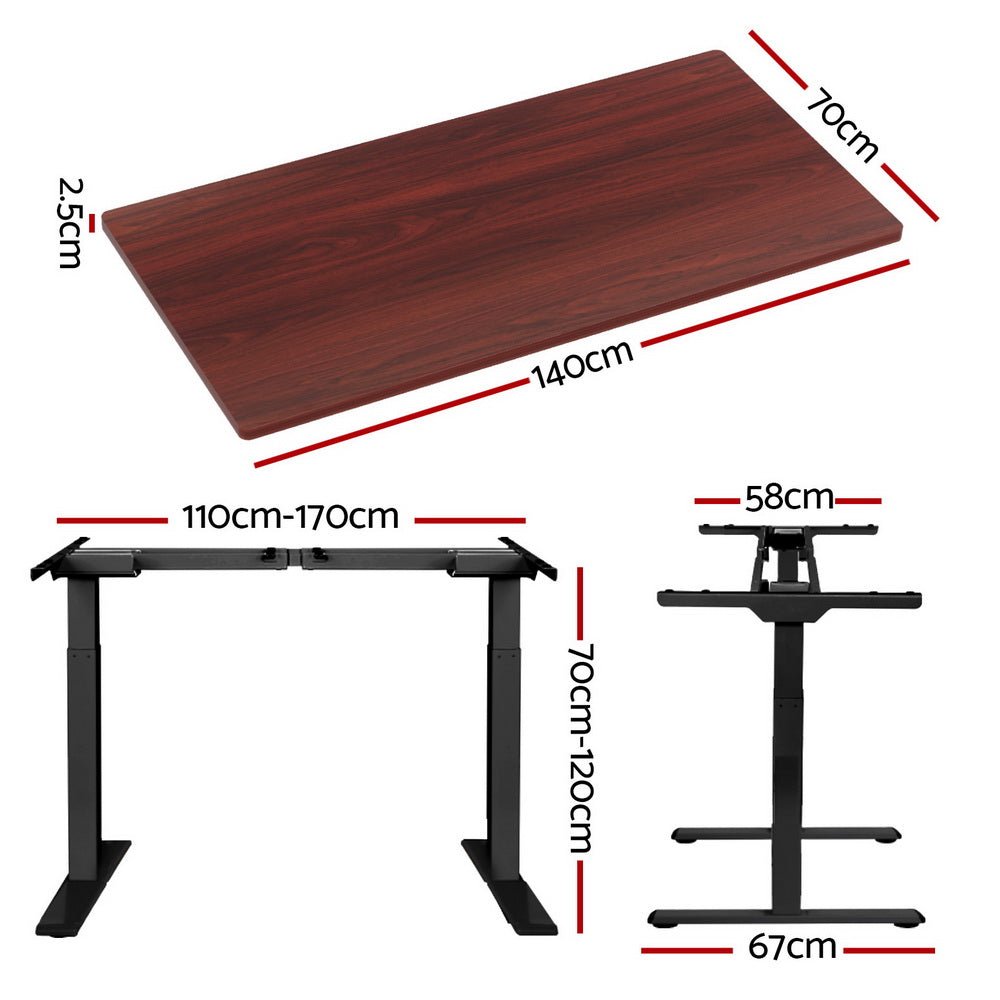 Standing Desk Electric Adjustable Sit Stand Desks Black Walnut 140cm - Furniture > Office - Rivercity House & Home Co. (ABN 18 642 972 209) - Affordable Modern Furniture Australia