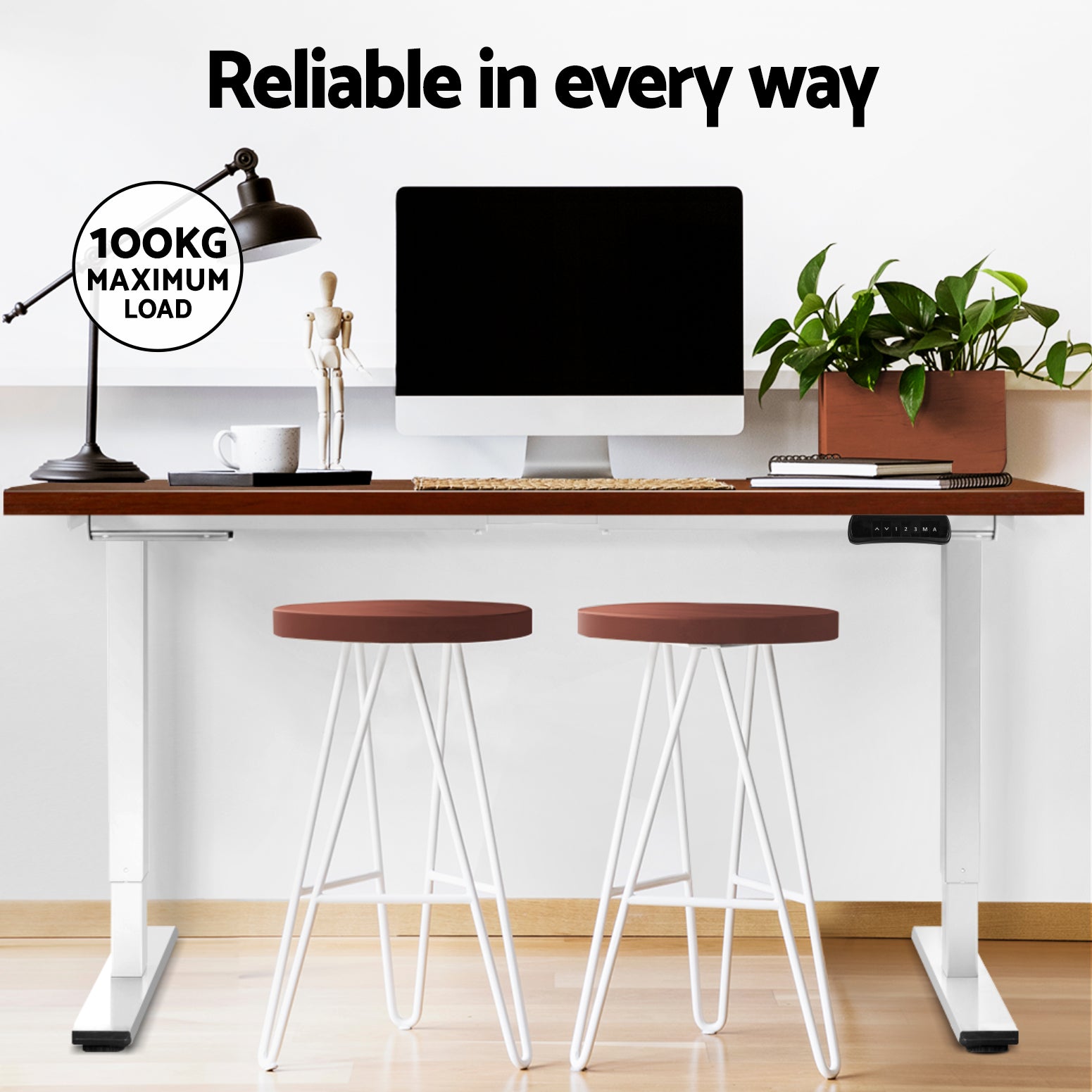 Standing Desk Electric Adjustable Sit Stand Desks White Walnut 140cm - Furniture > Office - Rivercity House & Home Co. (ABN 18 642 972 209) - Affordable Modern Furniture Australia