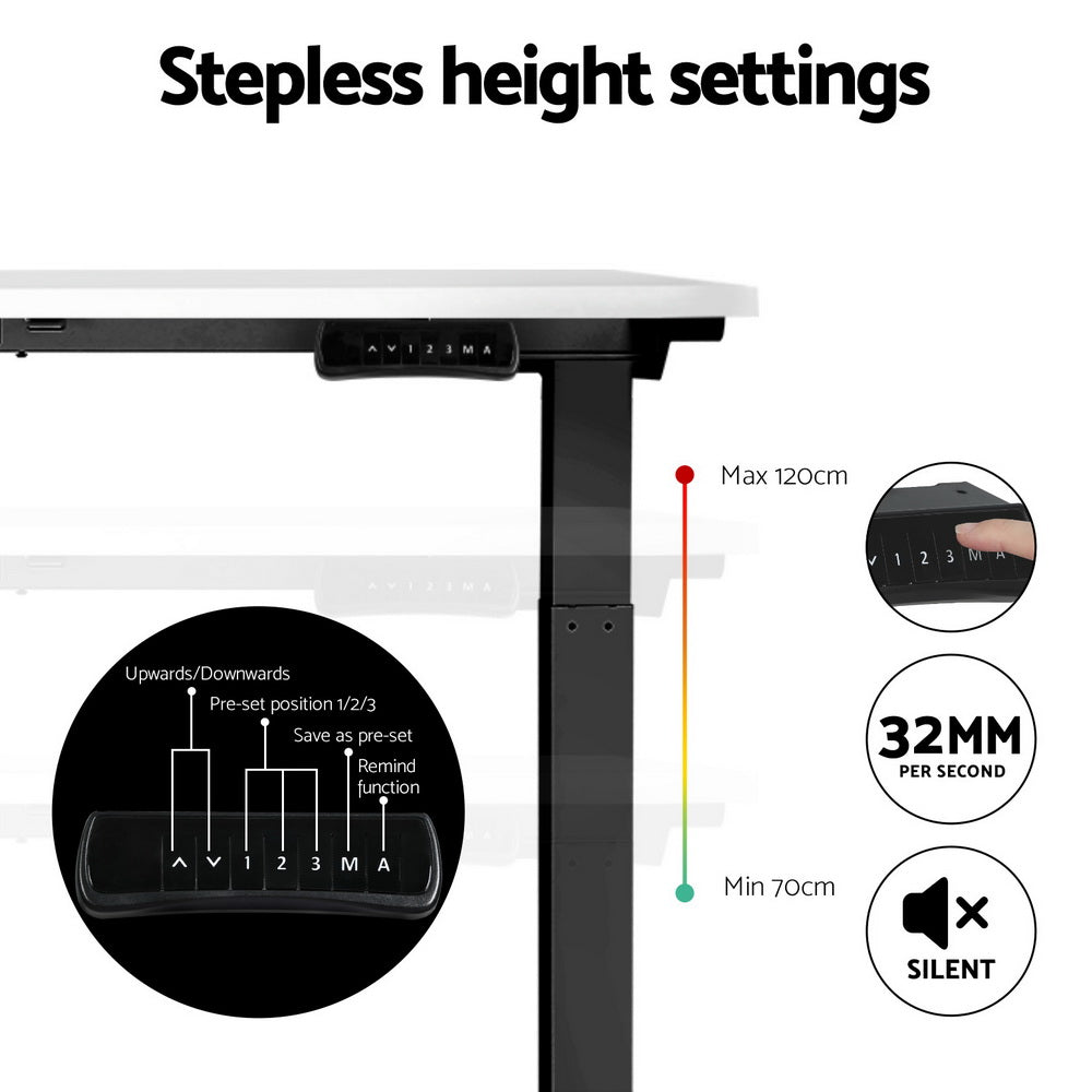 Standing Desk Electric Height Adjustable Sit Stand Desks Black White - Furniture > Office - Rivercity House & Home Co. (ABN 18 642 972 209) - Affordable Modern Furniture Australia
