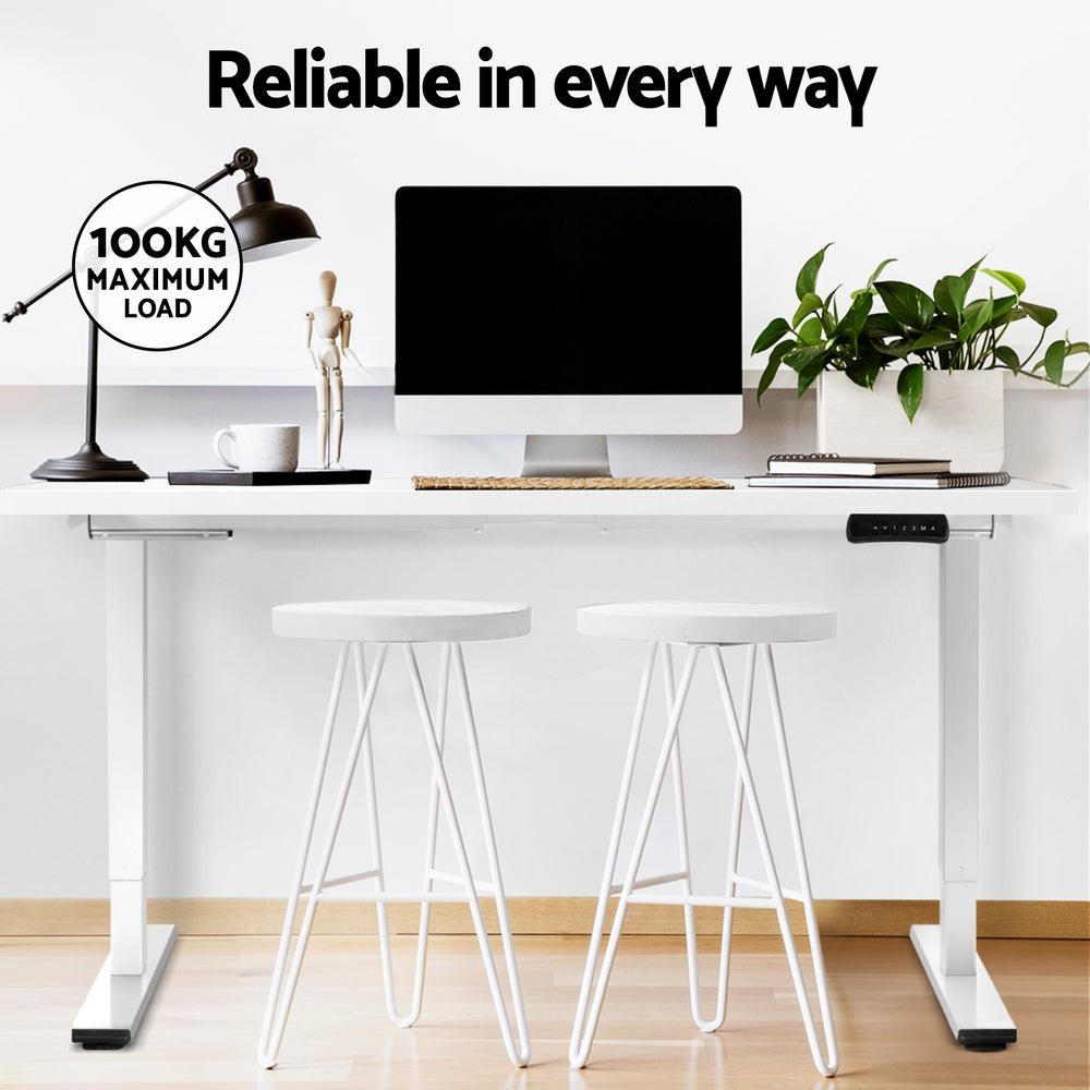 Standing Desk Electric Height Adjustable Sit Stand Desks White 140cm - Furniture > Office - Rivercity House & Home Co. (ABN 18 642 972 209) - Affordable Modern Furniture Australia