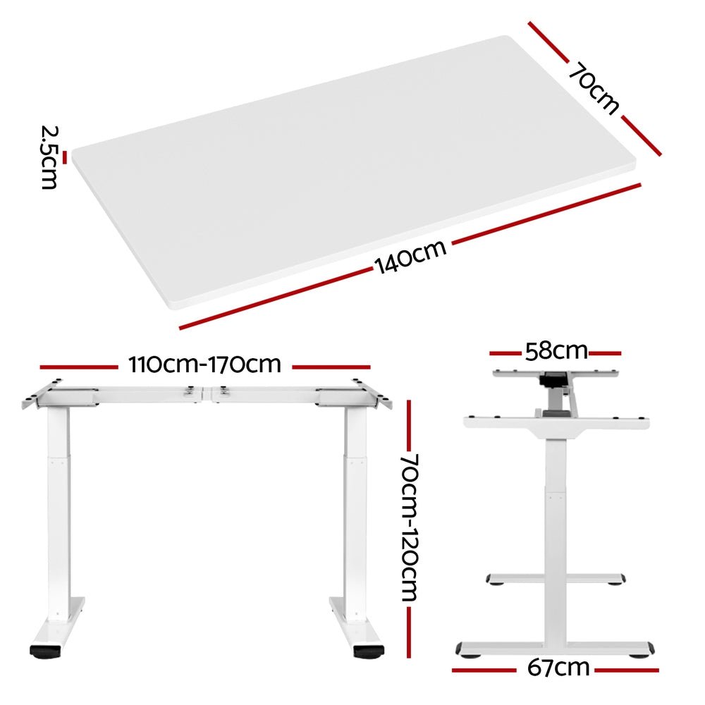 Standing Desk Electric Height Adjustable Sit Stand Desks White 140cm - Furniture > Office - Rivercity House & Home Co. (ABN 18 642 972 209) - Affordable Modern Furniture Australia