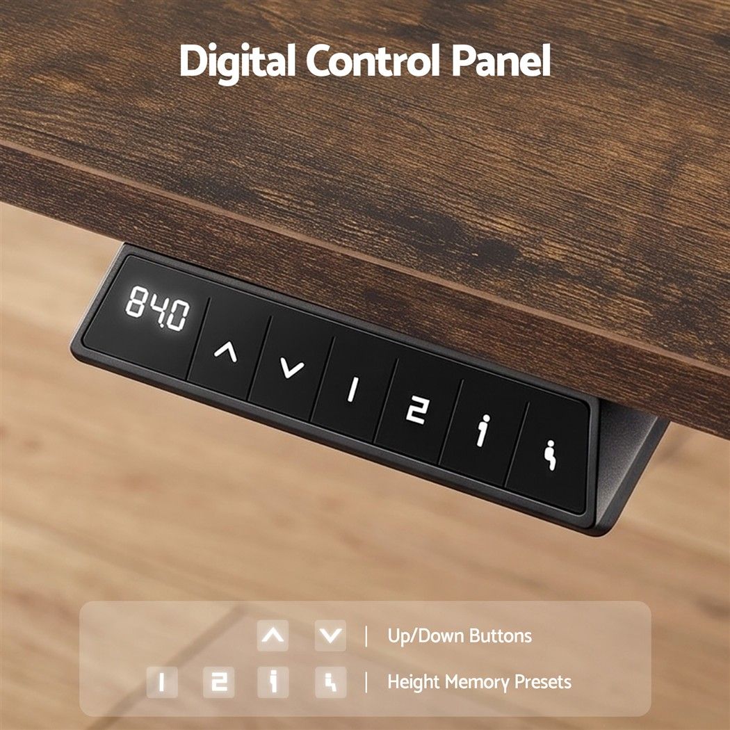 Standing Desk Height Adjustable 140cm Ergonomic Office Desk Brown - Furniture > Office > Desks - Rivercity House & Home Co. (ABN 18 642 972 209) - Affordable Modern Furniture Australia