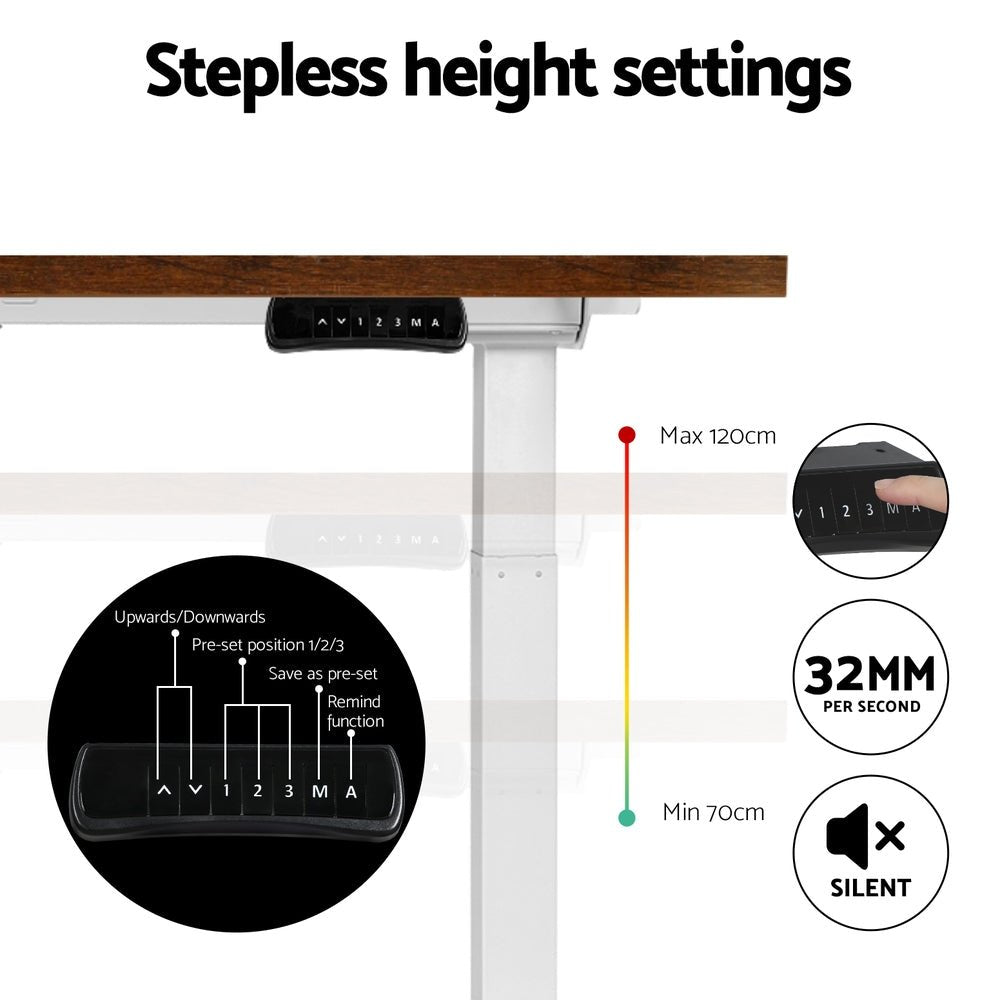 Standing Desk Motorised Dual Motor 140CM Rustic Brwon - Furniture > Office > Desks - Rivercity House & Home Co. (ABN 18 642 972 209) - Affordable Modern Furniture Australia