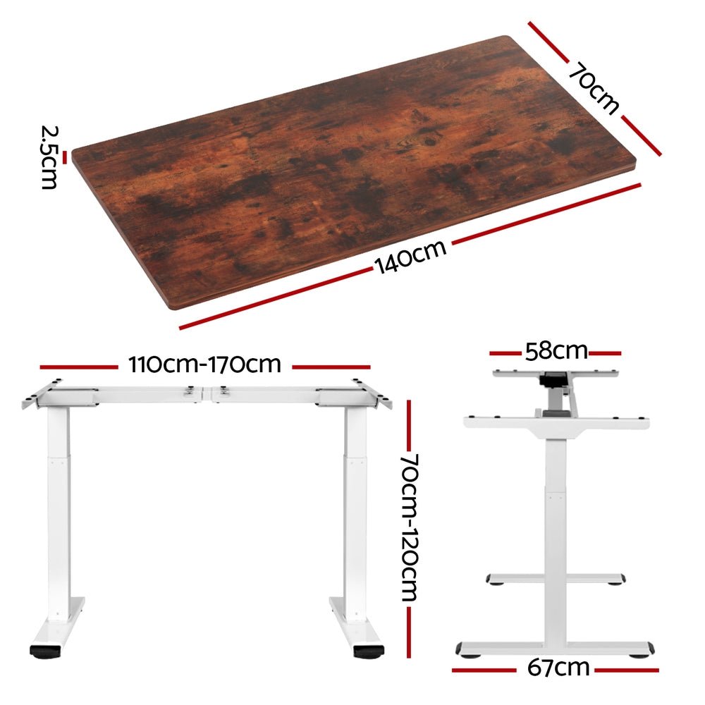 Standing Desk Motorised Dual Motor 140CM Rustic Brwon - Furniture > Office > Desks - Rivercity House & Home Co. (ABN 18 642 972 209) - Affordable Modern Furniture Australia