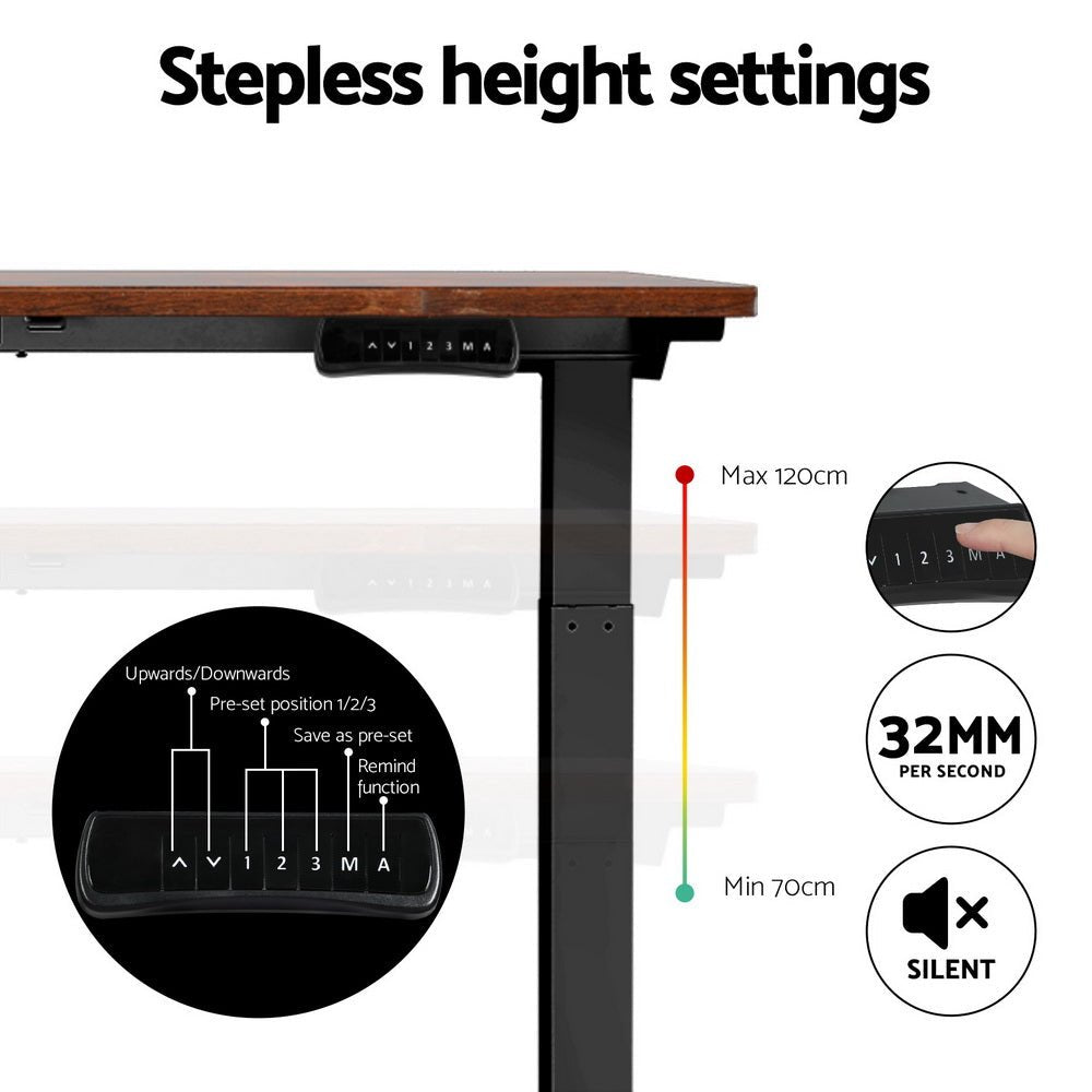 Standing Desk Motorised Dual Motor Rustic Brwon 120CM - Furniture > Office > Desks - Rivercity House & Home Co. (ABN 18 642 972 209) - Affordable Modern Furniture Australia