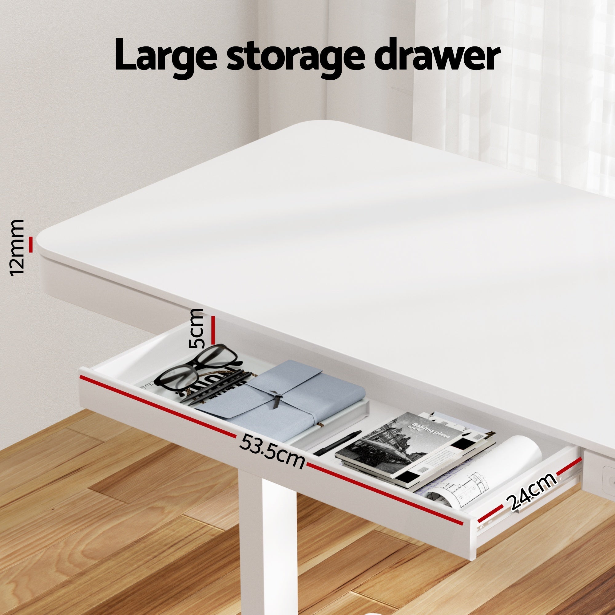 Standing Desk Motorised Electric Desks Drawer 120CM White - Furniture > Office > Desks - Rivercity House & Home Co. (ABN 18 642 972 209) - Affordable Modern Furniture Australia