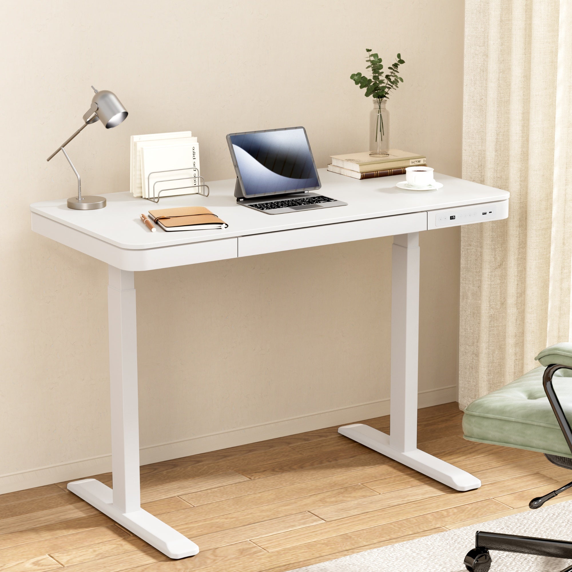 Standing Desk Motorised Electric Desks Drawer 120CM White - Furniture > Office > Desks - Rivercity House & Home Co. (ABN 18 642 972 209) - Affordable Modern Furniture Australia