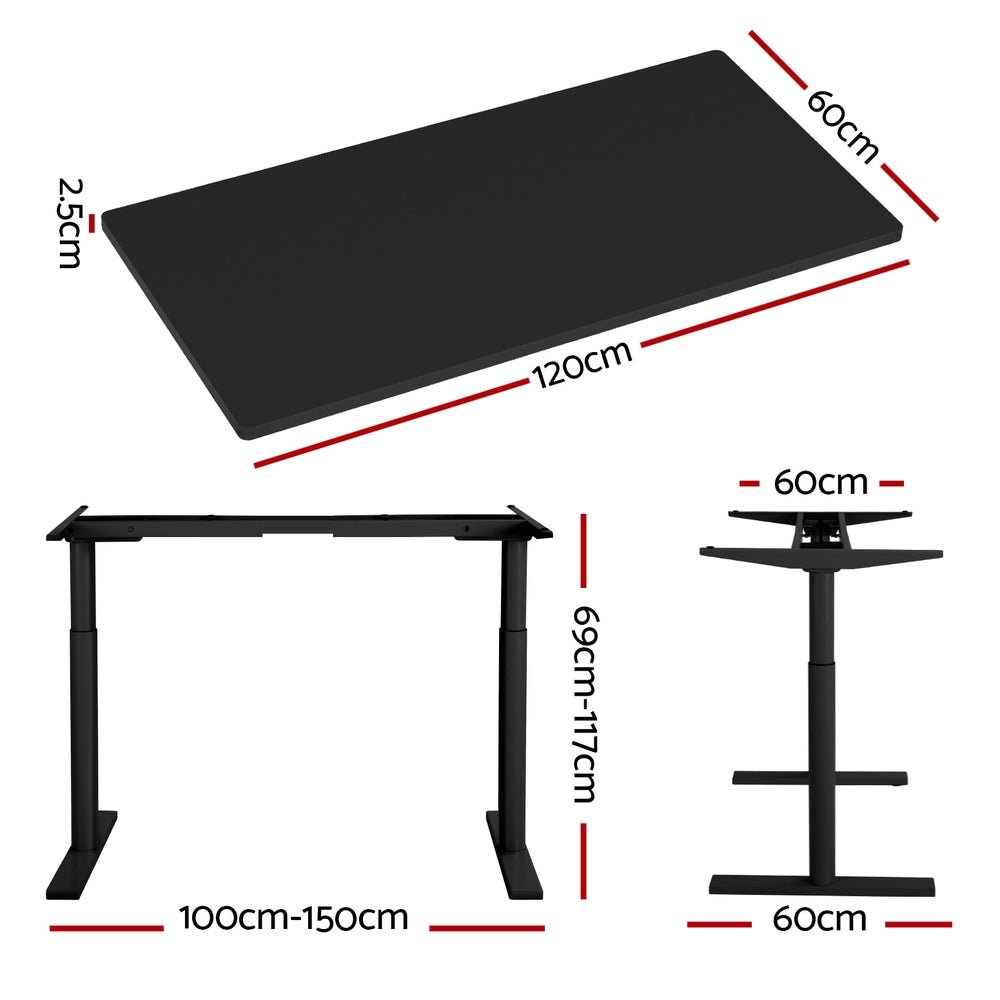 Standing Desk Motorised Electric Dual Motor Black 120CM - Furniture > Office > Desks - Rivercity House & Home Co. (ABN 18 642 972 209) - Affordable Modern Furniture Australia