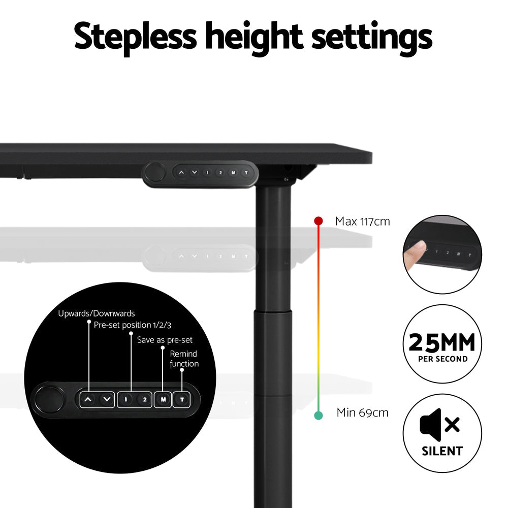 Standing Desk Motorised Electric Dual Motor Black 120CM - Furniture > Office > Desks - Rivercity House & Home Co. (ABN 18 642 972 209) - Affordable Modern Furniture Australia