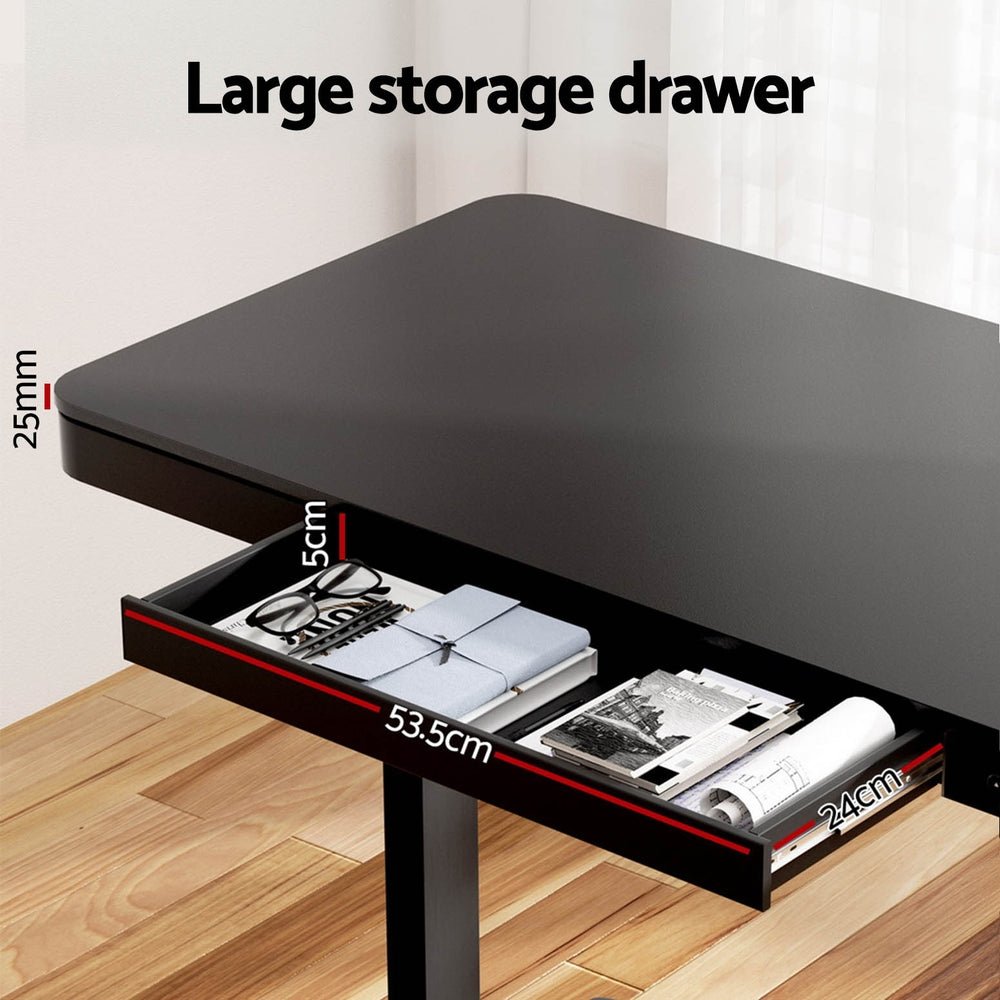 Standing Desk Motorised Electric Dual Motor Drawer 120CM Black - Furniture > Office > Desks - Rivercity House & Home Co. (ABN 18 642 972 209) - Affordable Modern Furniture Australia