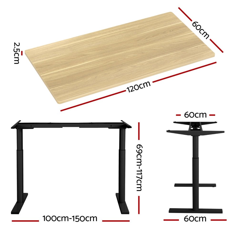 Standing Desk Motorised Electric Dual Motor White Oak 120CM - Furniture > Office > Desks - Rivercity House & Home Co. (ABN 18 642 972 209) - Affordable Modern Furniture Australia