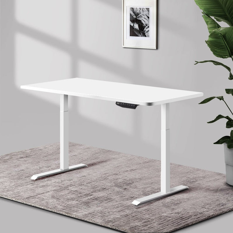 Standing Desk Motorised Sit Stand Table Height Adjustable Computer Laptop Desks Dual Motors 140cm White - Rivercity House & Home Co. (ABN 18 642 972 209) - Affordable Modern Furniture Australia