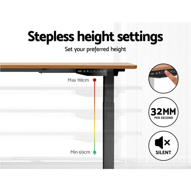 Standing Desk Motorised Sit Stand Table Height Adjustable Laptop Computer Desks Dual Motors 140cm - Rivercity House & Home Co. (ABN 18 642 972 209) - Affordable Modern Furniture Australia