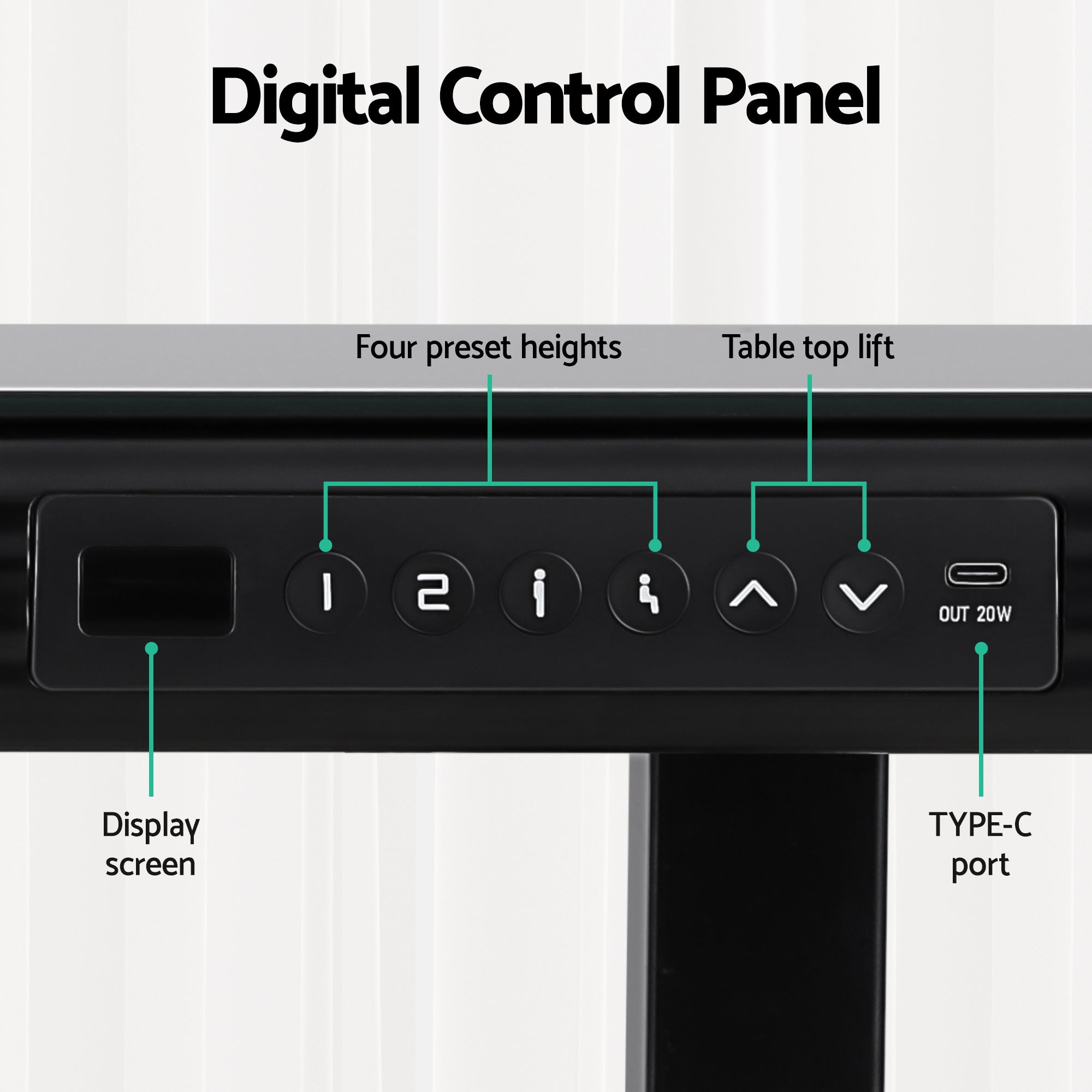 Standing Desk Motorised Tempered Glass Top Electric Black 120CM - Furniture > Office > Desks - Rivercity House & Home Co. (ABN 18 642 972 209) - Affordable Modern Furniture Australia