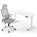 Standing Desk and Ergonomic Office Chair Combo 140cm - White