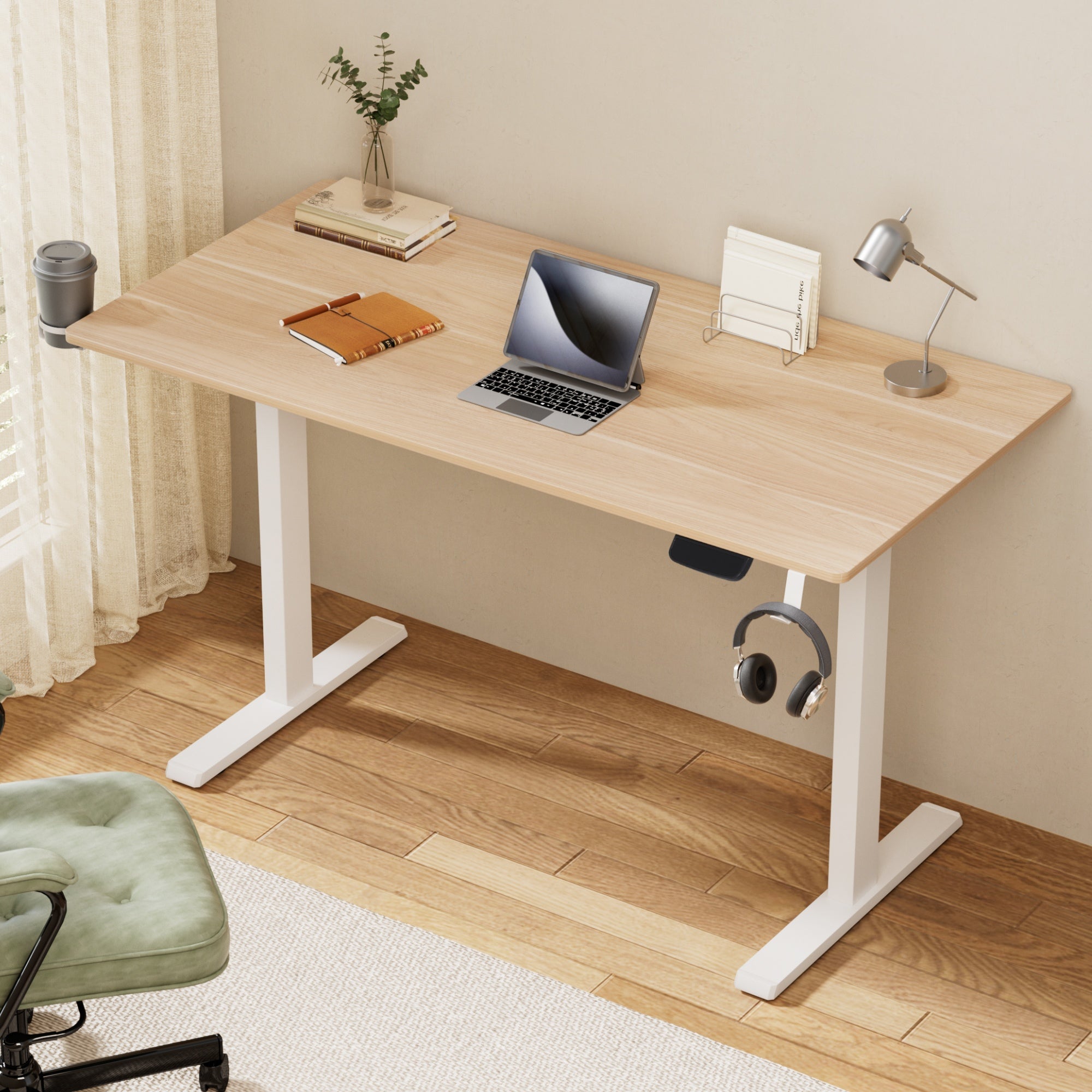 Standing Desk Sit Stand Touch Control Electric Oak 140CM - Furniture > Office > Desks - Rivercity House & Home Co. (ABN 18 642 972 209) - Affordable Modern Furniture Australia