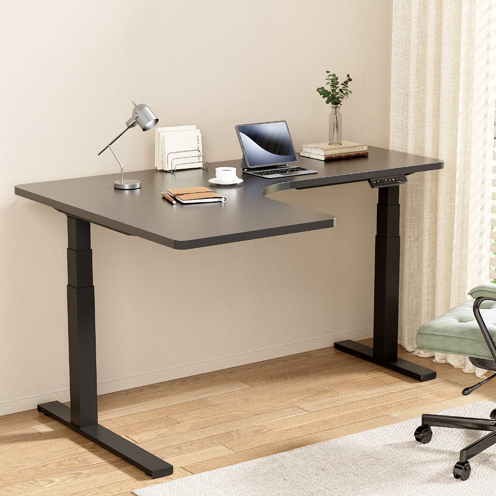 Standing Desks L - shape Motorised 160CM Black - Furniture > Office - Rivercity House & Home Co. (ABN 18 642 972 209) - Affordable Modern Furniture Australia