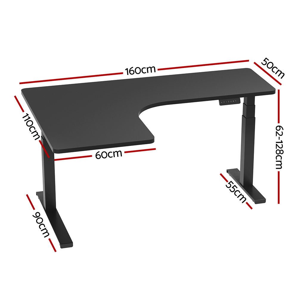 Standing Desks L - shape Motorised 160CM Black - Furniture > Office - Rivercity House & Home Co. (ABN 18 642 972 209) - Affordable Modern Furniture Australia