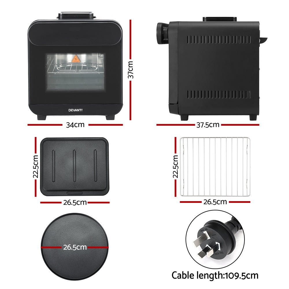 Steam Air Fryer Oven 15L W/ LCD Touch 1600W - Appliances > Kitchen Appliances - Rivercity House & Home Co. (ABN 18 642 972 209) - Affordable Modern Furniture Australia