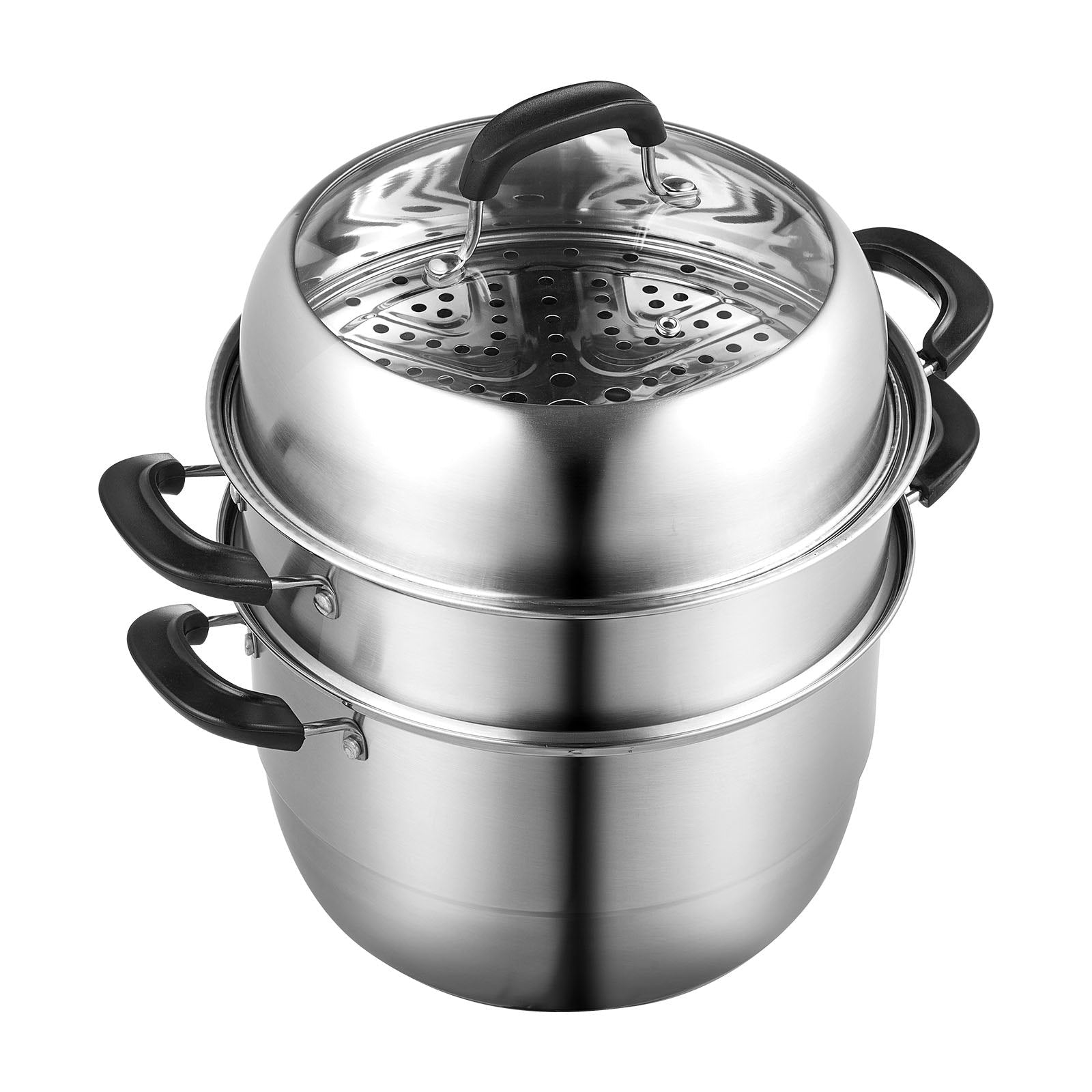 Steamer Pot, 28cm Steamer Pot for Cooking with 8.5QT Stock Pot, Vegetable Steamer & 2 Steaming Grid, 3 - Layer Food - Grade 304 Stainless Steel Food Steamer Cookware with Lid for Gas Electric Stove - Appliances > Kitchen Appliances > Rice Cookers & Steamers - Rivercity House & Home Co. (ABN 18 642 972 209) - Affordable Modern Furniture Australia