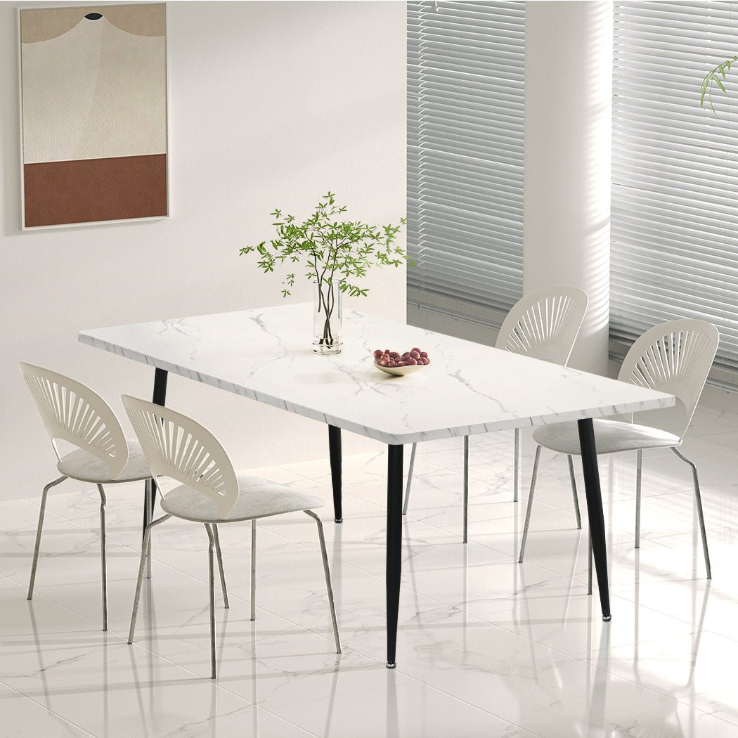 Steel Dining Table 150cm 4 - 6 Seater - White - Rivercity House & Home Co. (ABN 18 642 972 209) - Affordable Modern Furniture Australia