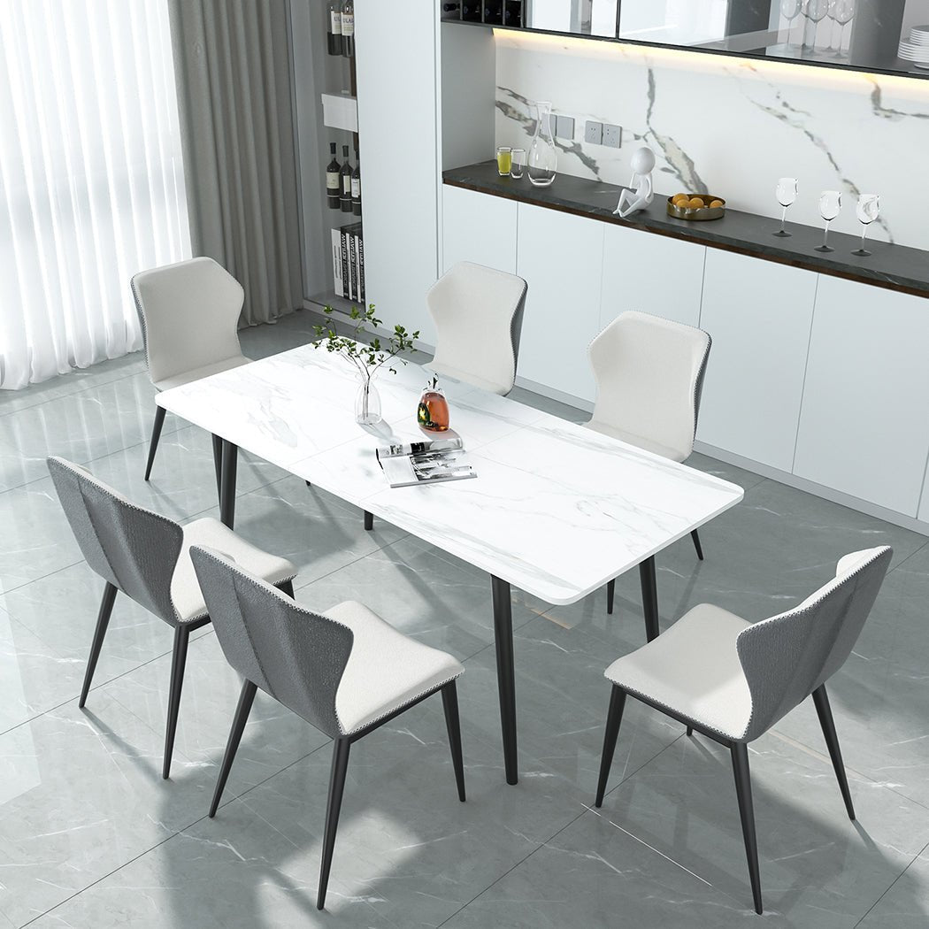 Steel Dining Table 150cm 4 - 6 Seater - White - Rivercity House & Home Co. (ABN 18 642 972 209) - Affordable Modern Furniture Australia