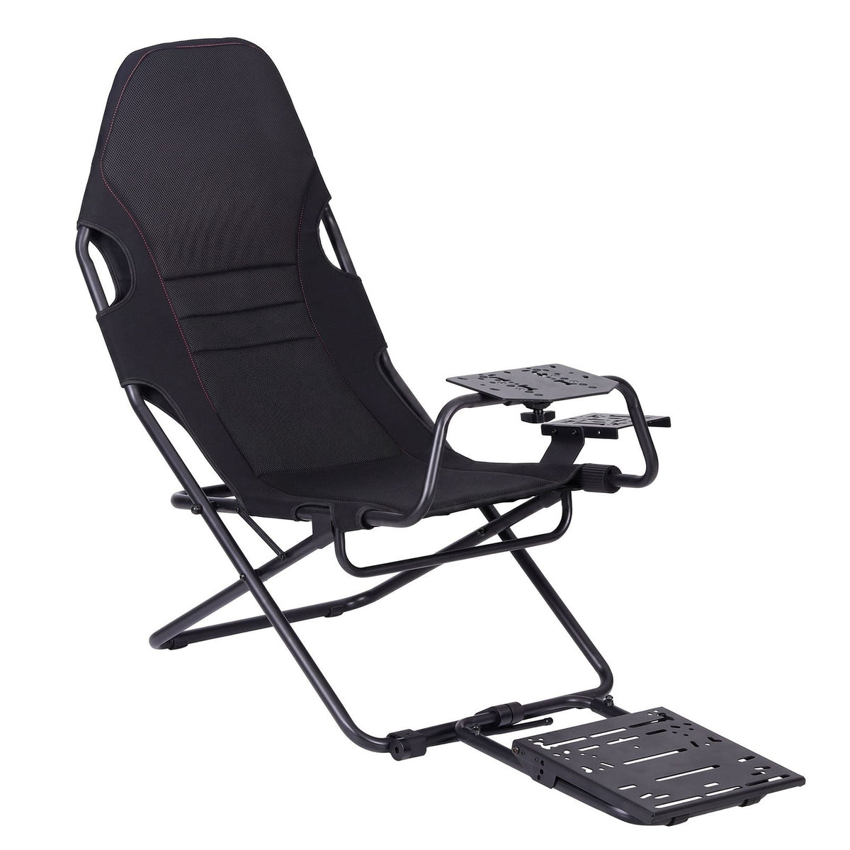 Steel Foldable Racing Simulator Cockpit Seat with Wheel Stand and Gear Shifter Mount - Black - Furniture > Bar Stools & Chairs > Gaming Chairs - Rivercity House & Home Co. (ABN 18 642 972 209) - Affordable Modern Furniture Australia