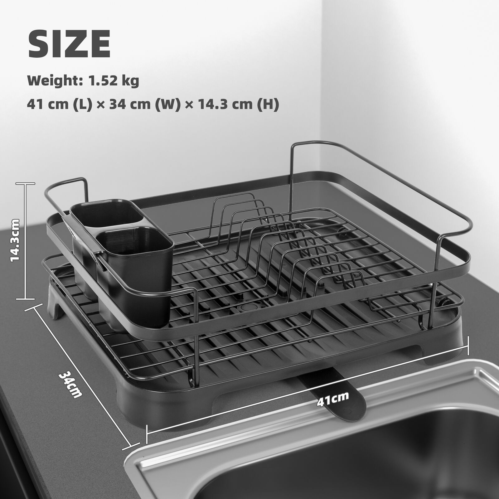 Steel Frame Dish Drying Rack Durable Steel Frame, Removable Utensil Holder, Compact Size for Small Kitchens & Apartments - Home & Garden > Kitchenware > Kitchen Utensils - Rivercity House & Home Co. (ABN 18 642 972 209) - Affordable Modern Furniture Australia