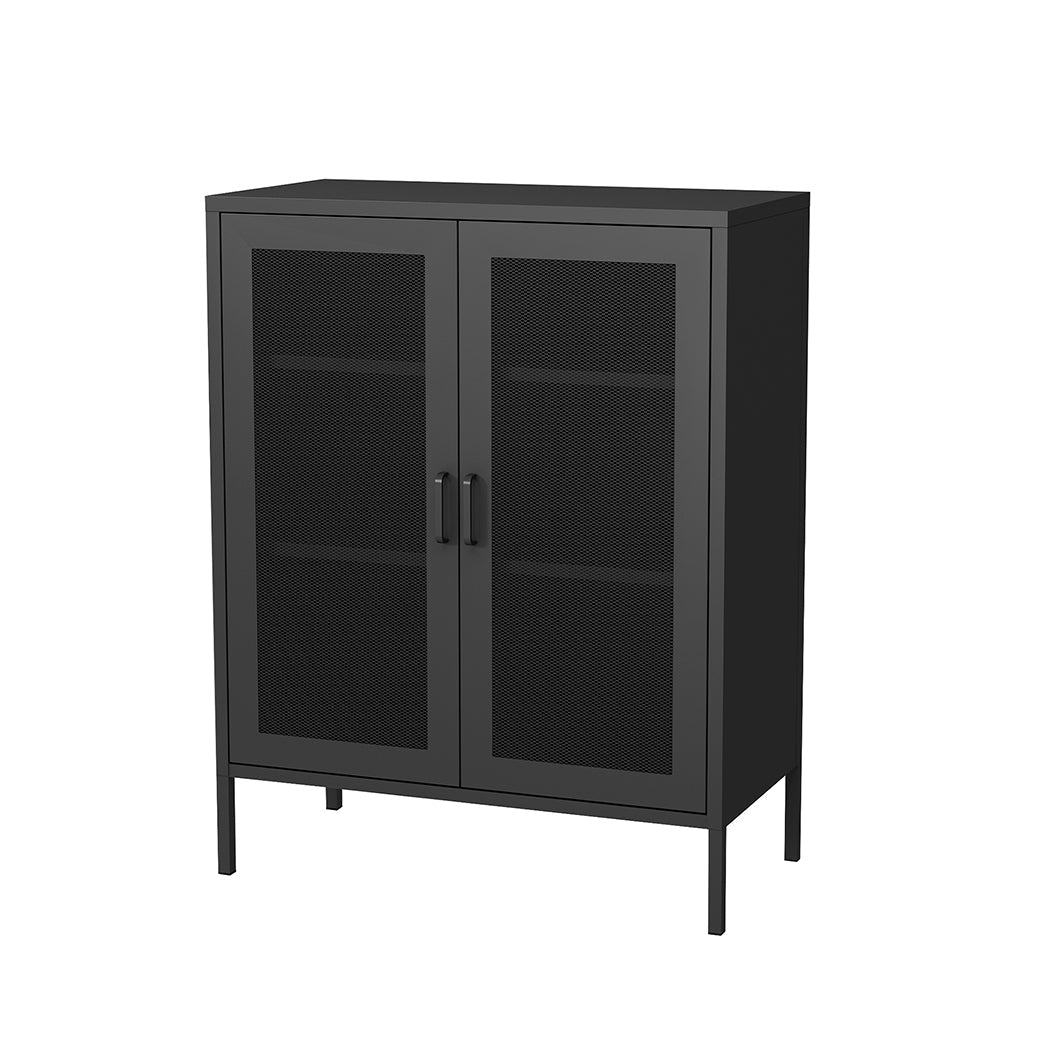 Steel Kitchen Storage Cabinet with Mesh Doors - Black - Rivercity House & Home Co. (ABN 18 642 972 209) - Affordable Modern Furniture Australia