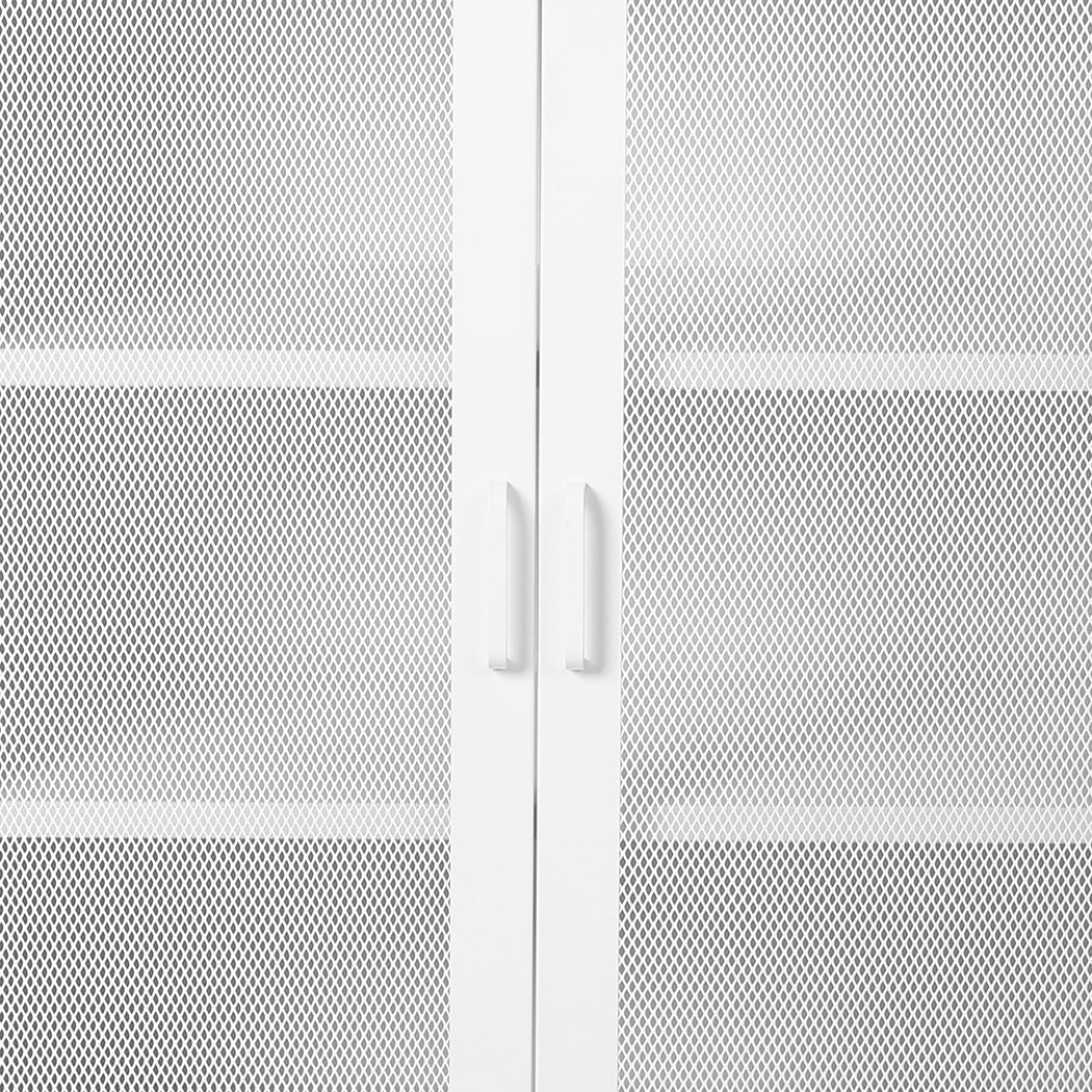 Steel Kitchen Storage Cabinet with Mesh Doors - White - Rivercity House & Home Co. (ABN 18 642 972 209) - Affordable Modern Furniture Australia
