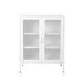 Steel Kitchen Storage Cabinet with Mesh Doors - White