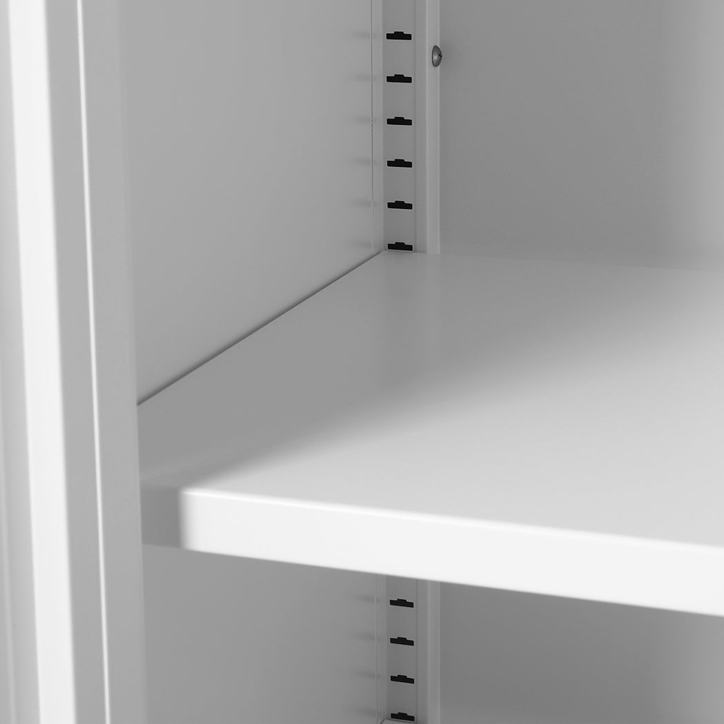 Steel Kitchen Storage Cabinet with Mesh Doors - White - Rivercity House & Home Co. (ABN 18 642 972 209) - Affordable Modern Furniture Australia