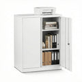 Steel Locker Filing Cabinet with 3-Point Lock and Adjustable Shelves - White
