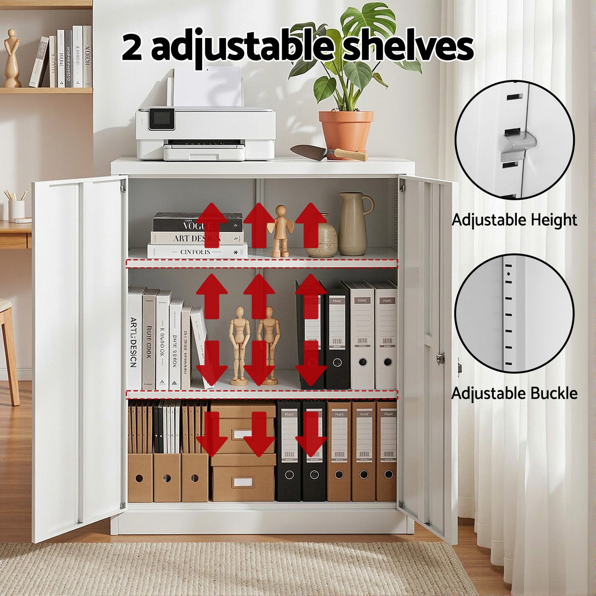 Steel Locker Filing Cabinet with 3 - Point Lock and Adjustable Shelves - White - Furniture > Office > Storage Cabinets - Rivercity House & Home Co. (ABN 18 642 972 209) - Affordable Modern Furniture Australia