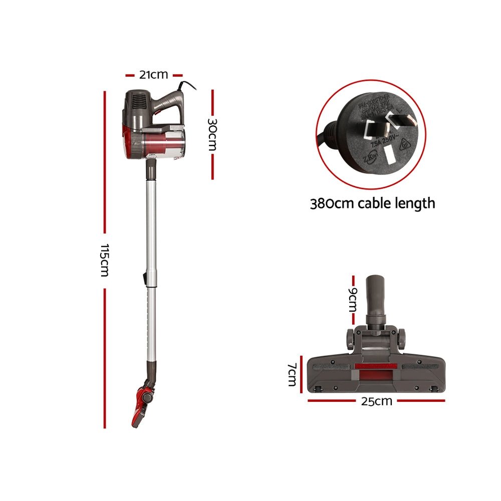 Stick Vacuum Cleaner Bagless Corded 500W Red - Appliances > Vacuum Cleaners > Stick Vacuums - Rivercity House & Home Co. (ABN 18 642 972 209) - Affordable Modern Furniture Australia