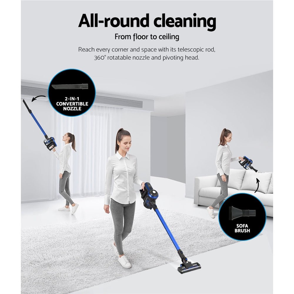 Stick Vacuum Cleaner Brushless Cordless 250W Blue - Appliances > Vacuum Cleaners > Stick Vacuums - Rivercity House & Home Co. (ABN 18 642 972 209) - Affordable Modern Furniture Australia