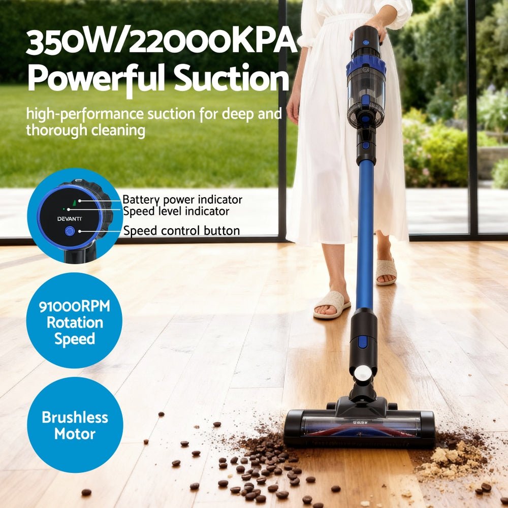Stick Vacuum Cleaner Brushless Cordless 350W Blue - Appliances > Vacuum Cleaners > Vacuum Cleaner Accessories - Rivercity House & Home Co. (ABN 18 642 972 209) - Affordable Modern Furniture Australia