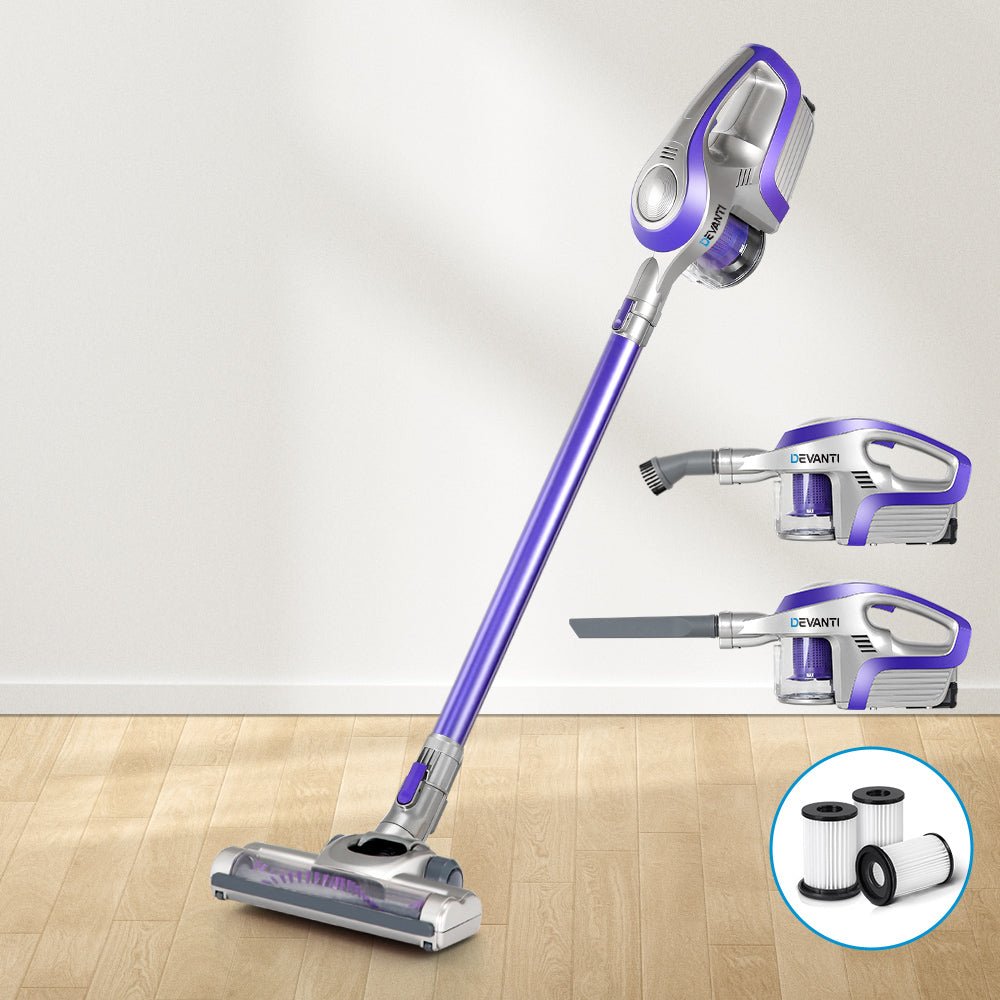 Stick Vacuum Cleaner Cordless HEPA Filter Purple 150W - Appliances > Vacuum Cleaners > Stick Vacuums - Rivercity House & Home Co. (ABN 18 642 972 209) - Affordable Modern Furniture Australia