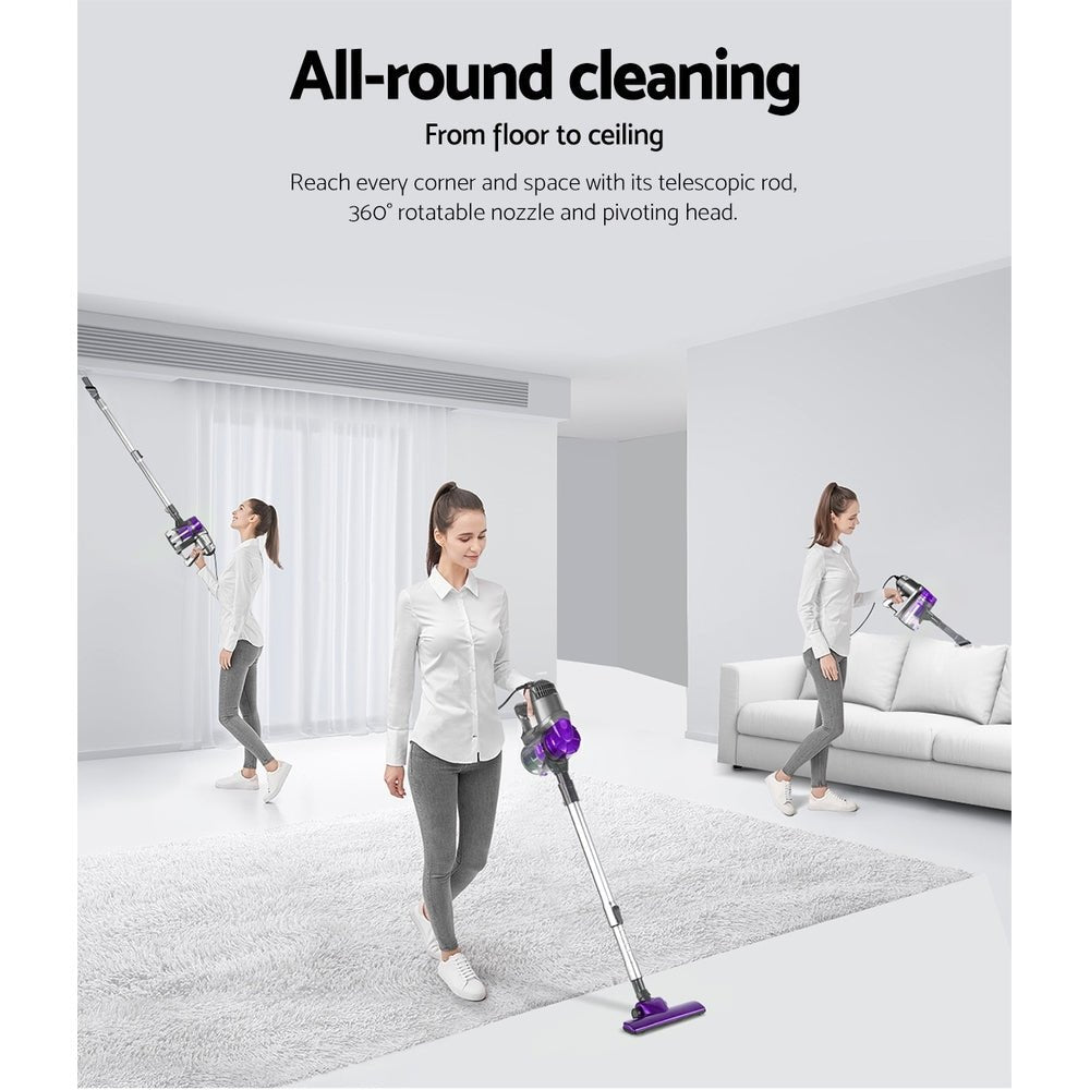 Stick Vacuum Cleaner Handheld Corded 450W Purple - Appliances > Vacuum Cleaners > Stick Vacuums - Rivercity House & Home Co. (ABN 18 642 972 209) - Affordable Modern Furniture Australia