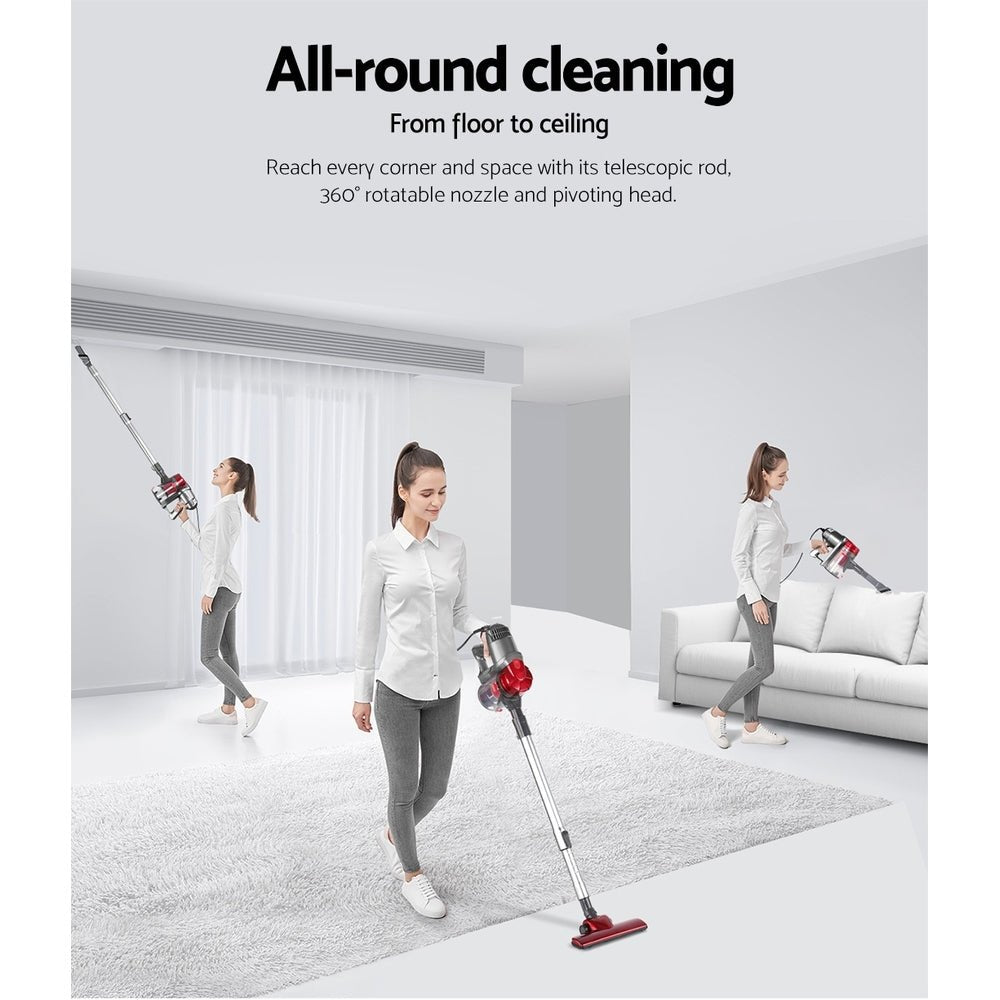 Stick Vacuum Cleaner Handheld Corded 450W Red - Appliances > Vacuum Cleaners > Stick Vacuums - Rivercity House & Home Co. (ABN 18 642 972 209) - Affordable Modern Furniture Australia