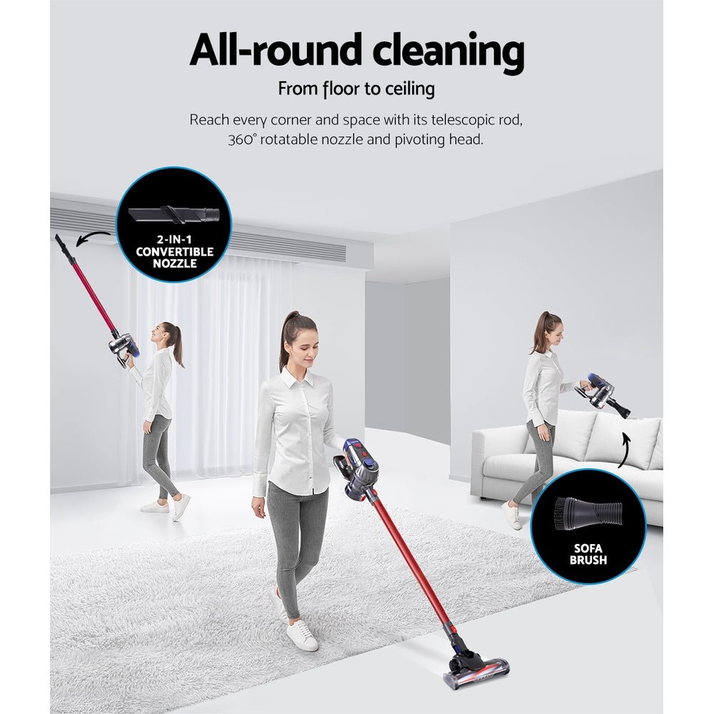 Stick Vacuum Cleaner HEPA Filter Red 150W - Appliances > Vacuum Cleaners > Stick Vacuums - Rivercity House & Home Co. (ABN 18 642 972 209) - Affordable Modern Furniture Australia