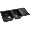 1160x500mm Double Bowl Granite Stone Kitchen Sink Under/Topmount - Black