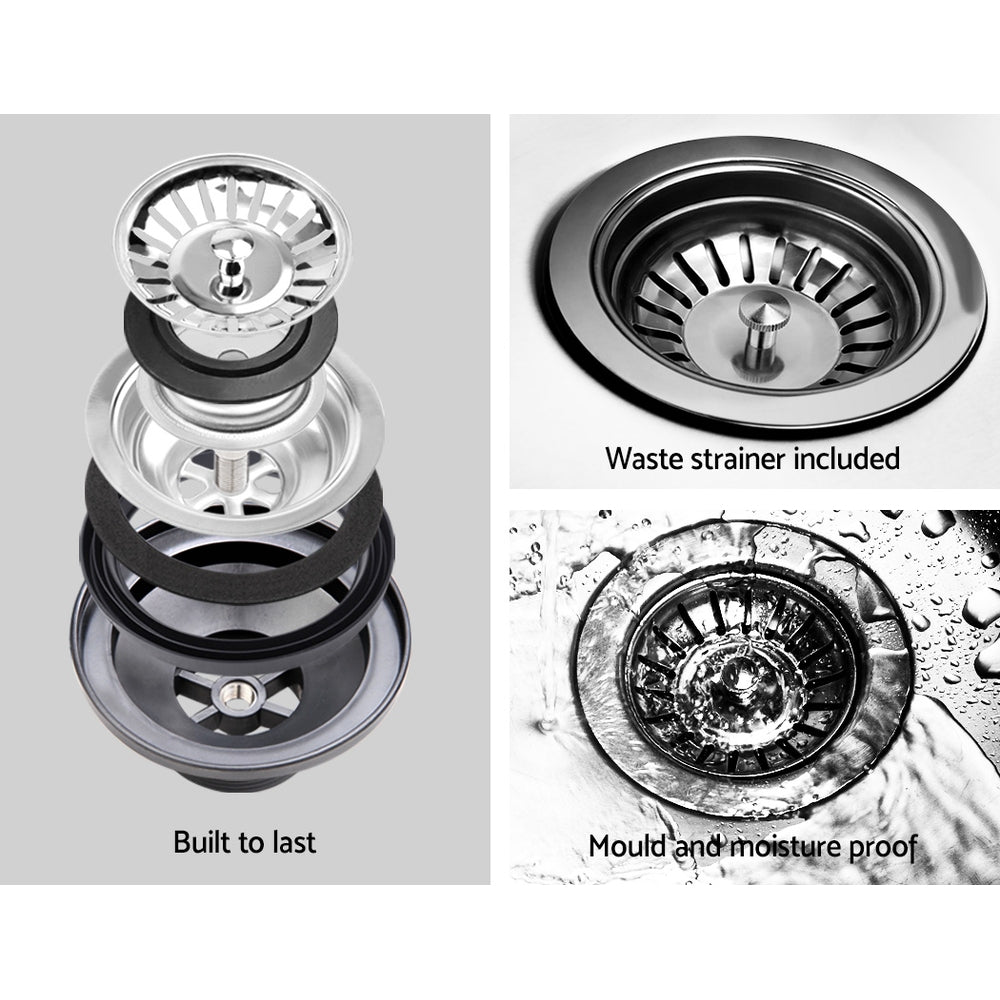 Stone Kitchen Sink 1160X500MM Granite Under/Topmount Basin Double Bowl White - Furniture > Bathroom > Sinks - Rivercity House & Home Co. (ABN 18 642 972 209) - Affordable Modern Furniture Australia